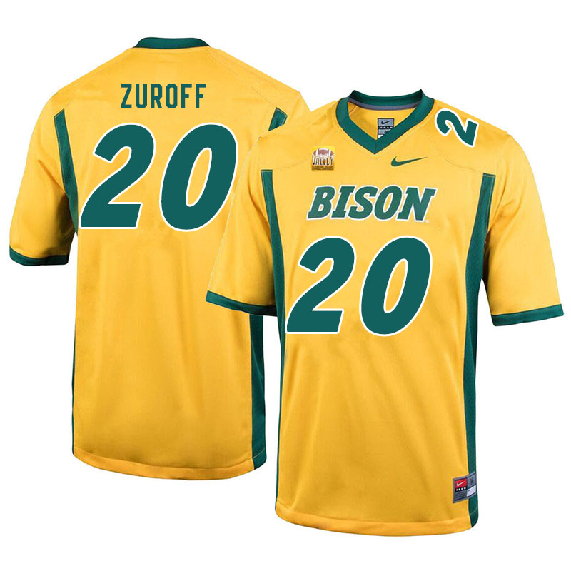Men #20 Braden Zuroff North Dakota State Bison College Football Jerseys Sale-Yellow - Click Image to Close